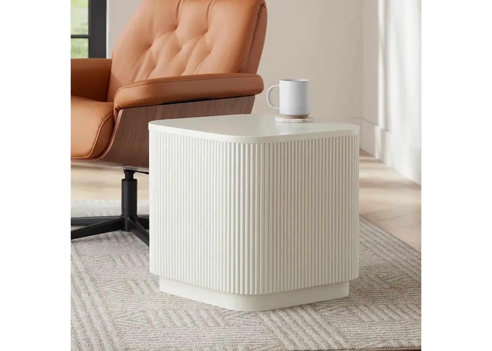 Murphy 18 1/4" Wide White Pleated Side Table