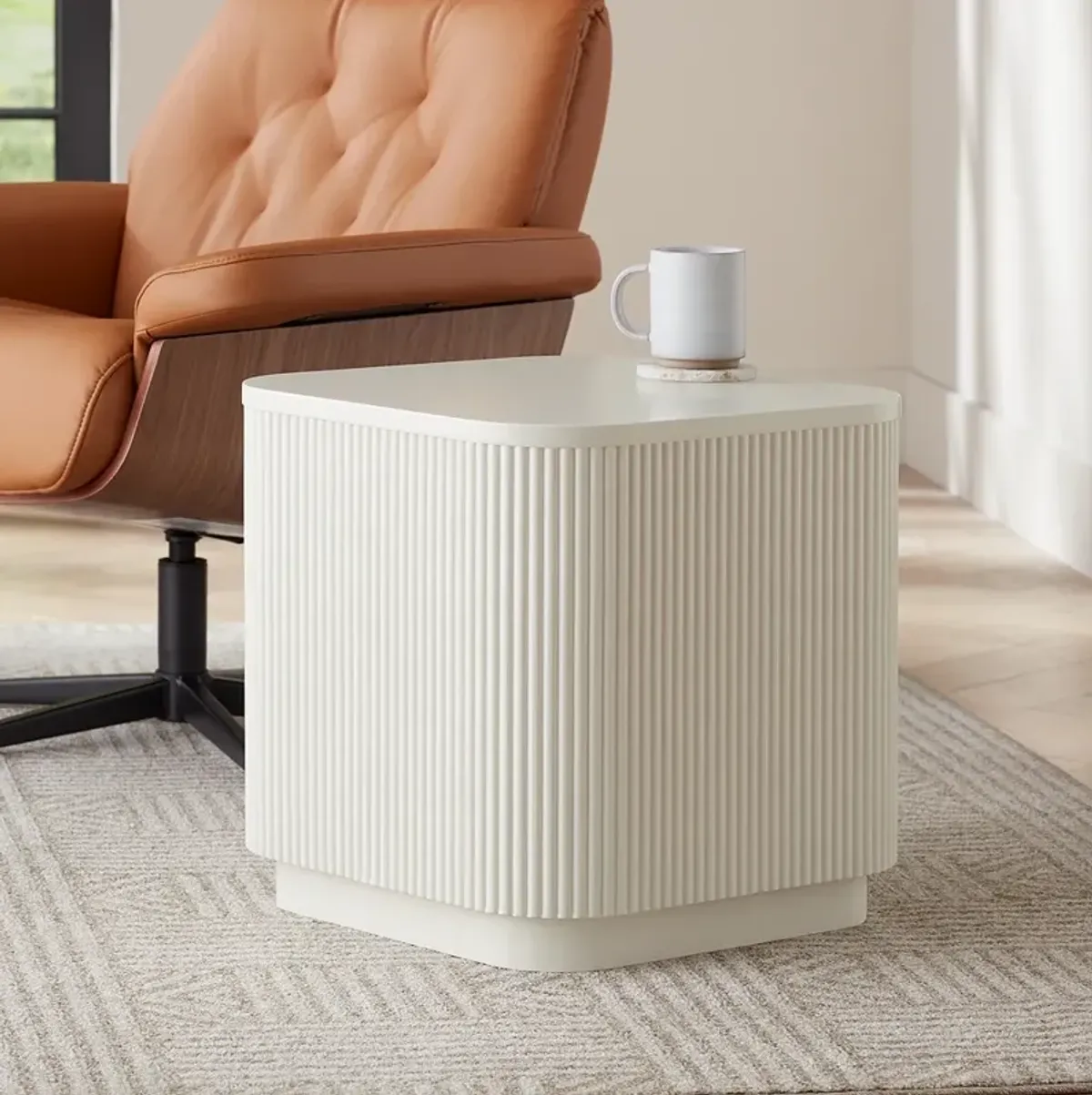 Murphy 18 1/4" Wide White Pleated Side Table