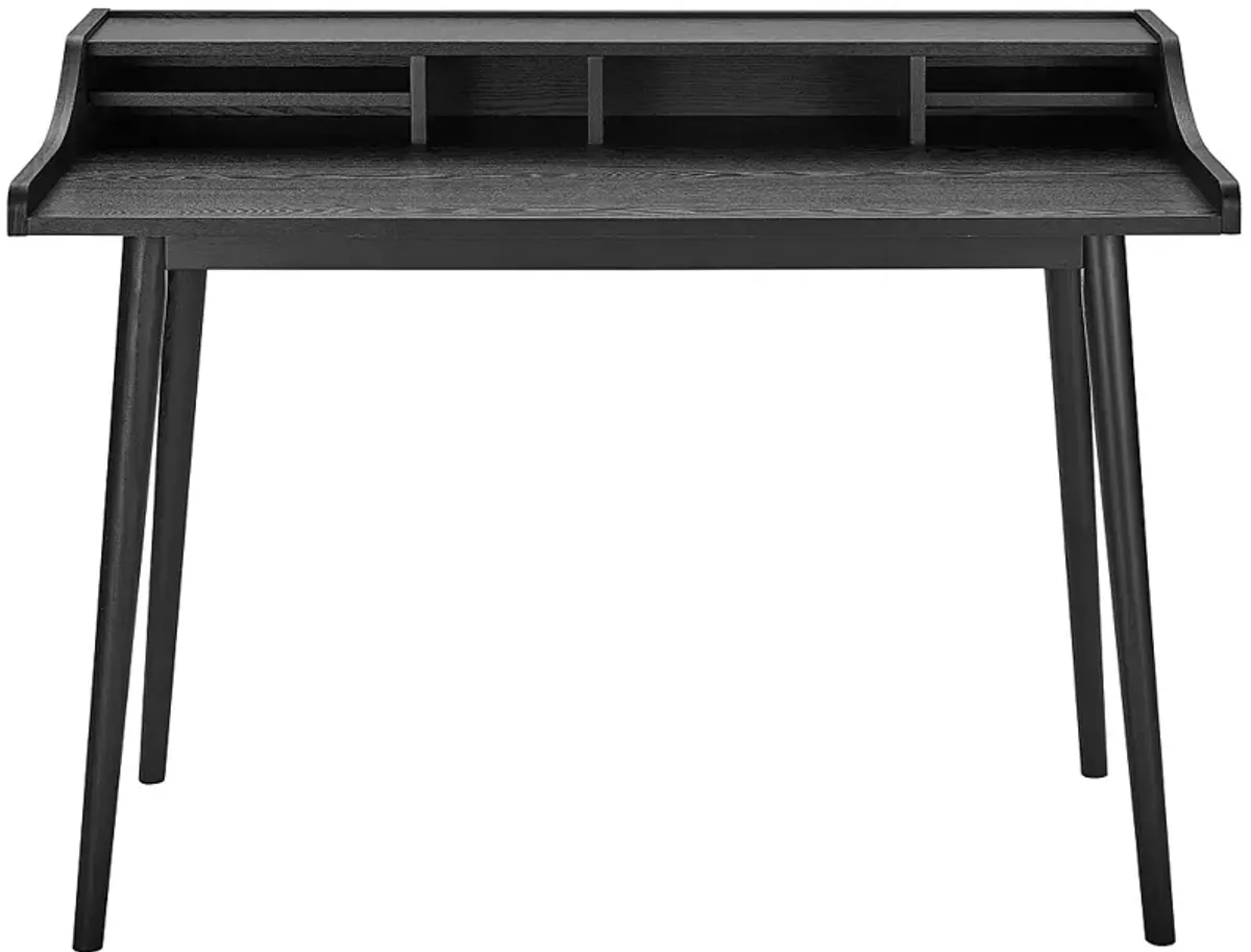 Flavio 47" Wide Black Stained Ash Wood Rectangular Desk