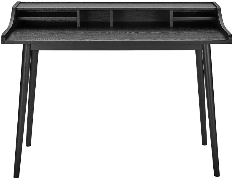 Flavio 47" Wide Black Stained Ash Wood Rectangular Desk