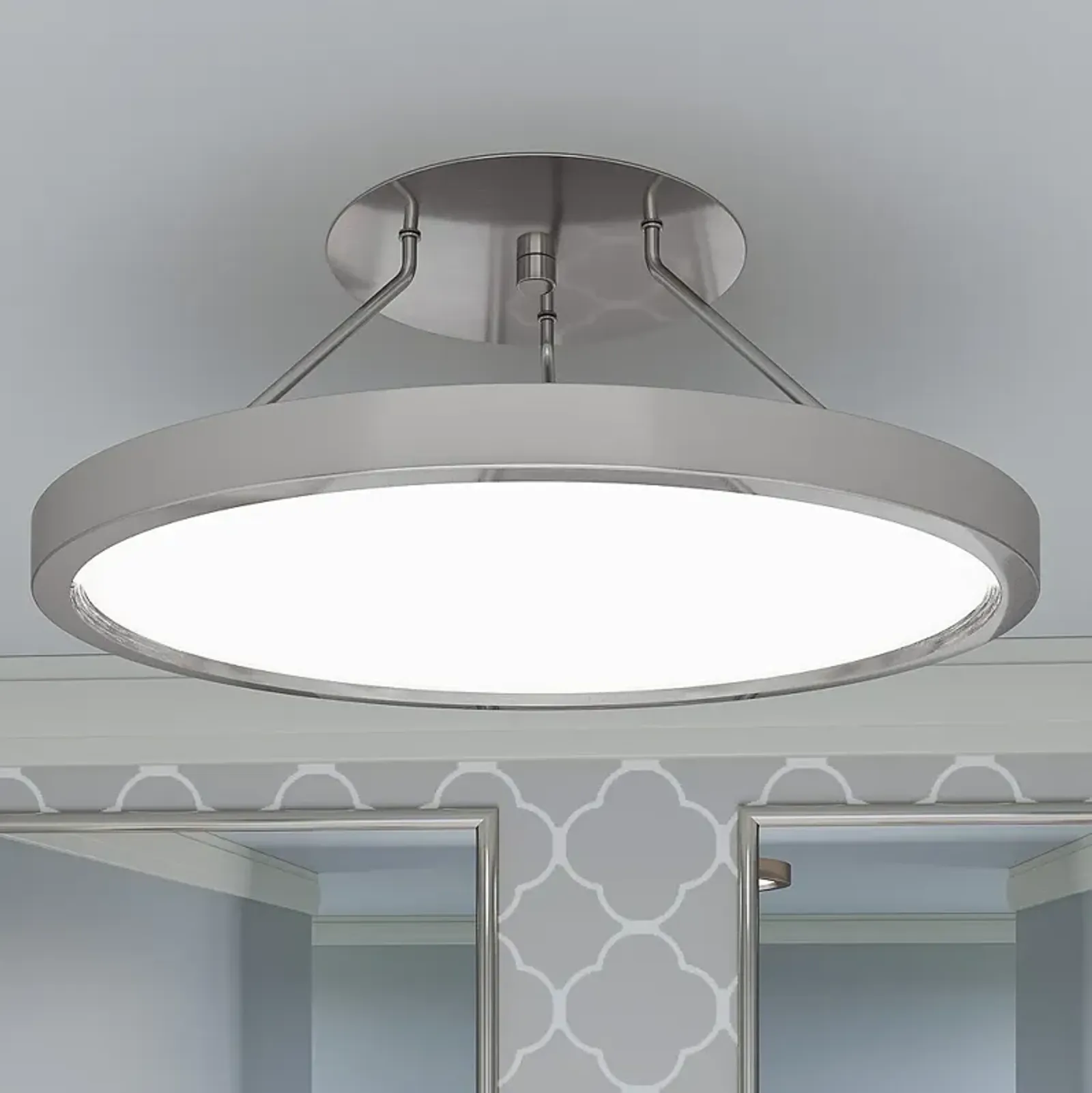 Quoizel Outskirts 15" Wide Brushed Nickel LED Ceiling Light