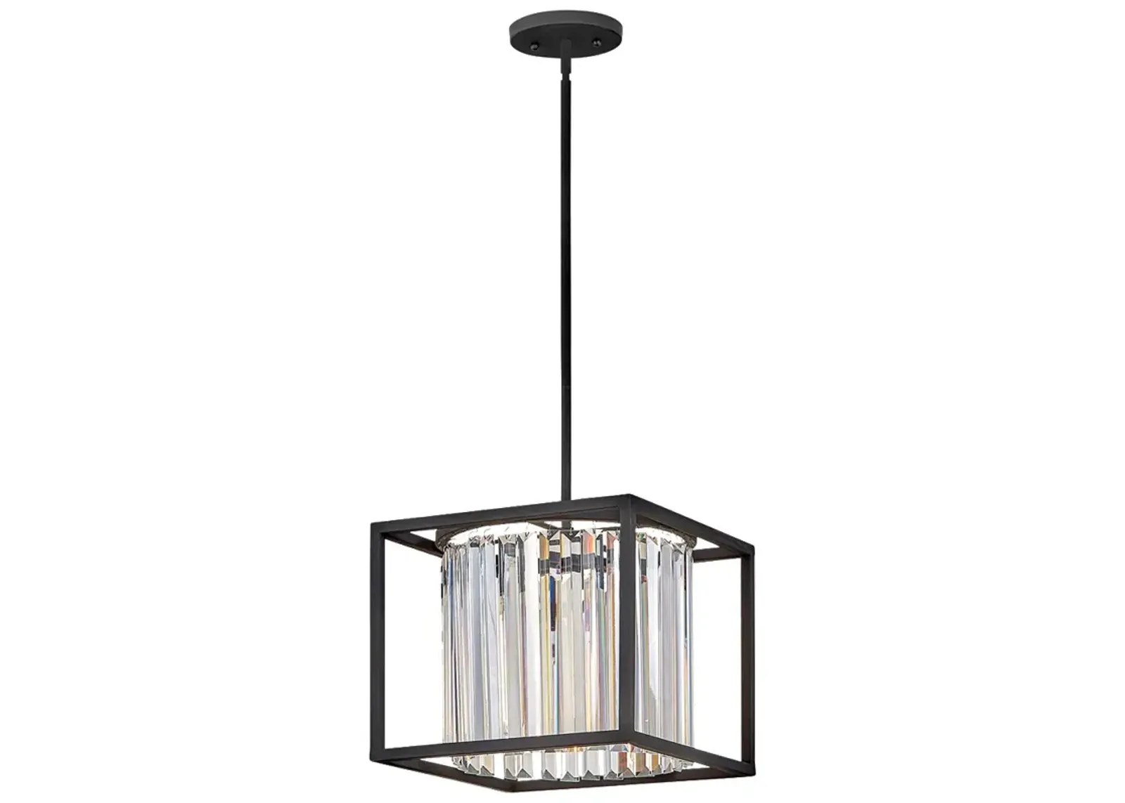 Hinkley Giada 12" Wide Open Black Cube and Crystal Glass Pendant