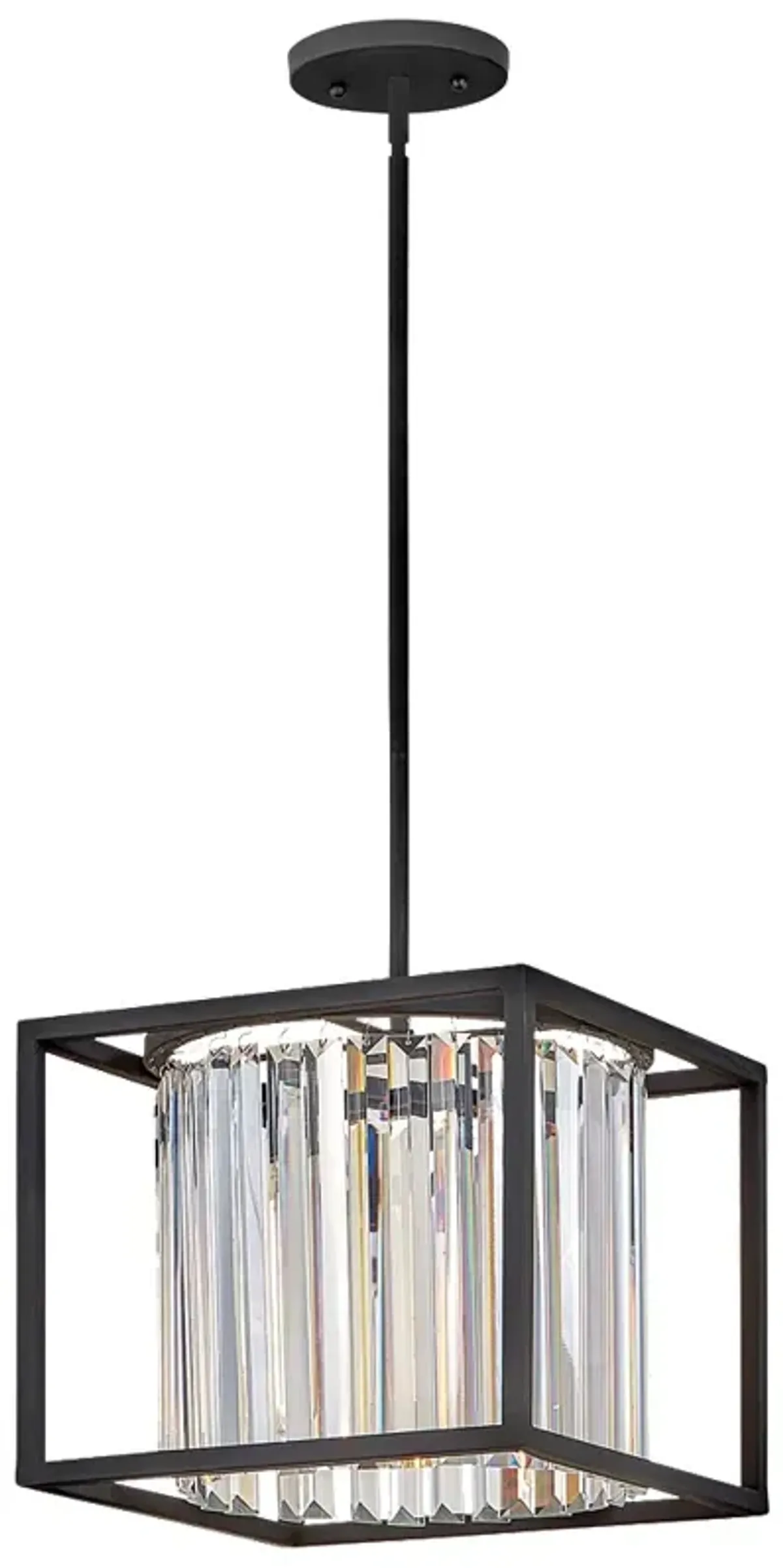 Hinkley Giada 12" Wide Open Black Cube and Crystal Glass Pendant