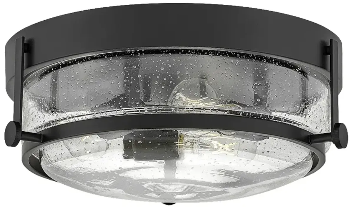 Foyer Harper-Small Flush Mount-Black With Clear Seedy Glass