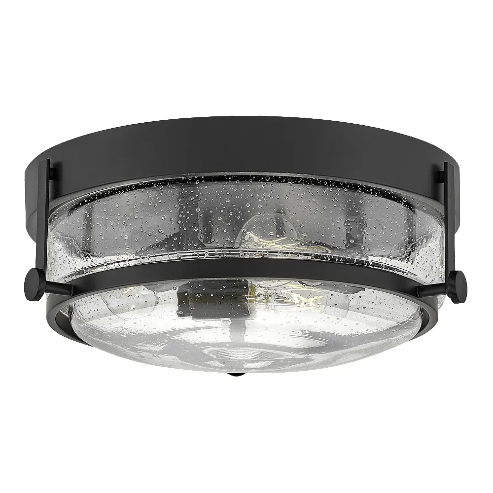 Foyer Harper-Small Flush Mount-Black With Clear Seedy Glass