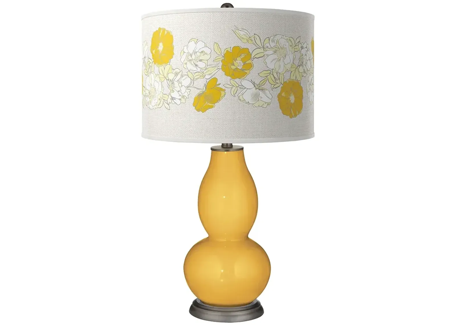 Color Plus Double Gourd 29 1/2" Rose Bouquet Goldenrod Yellow Lamp