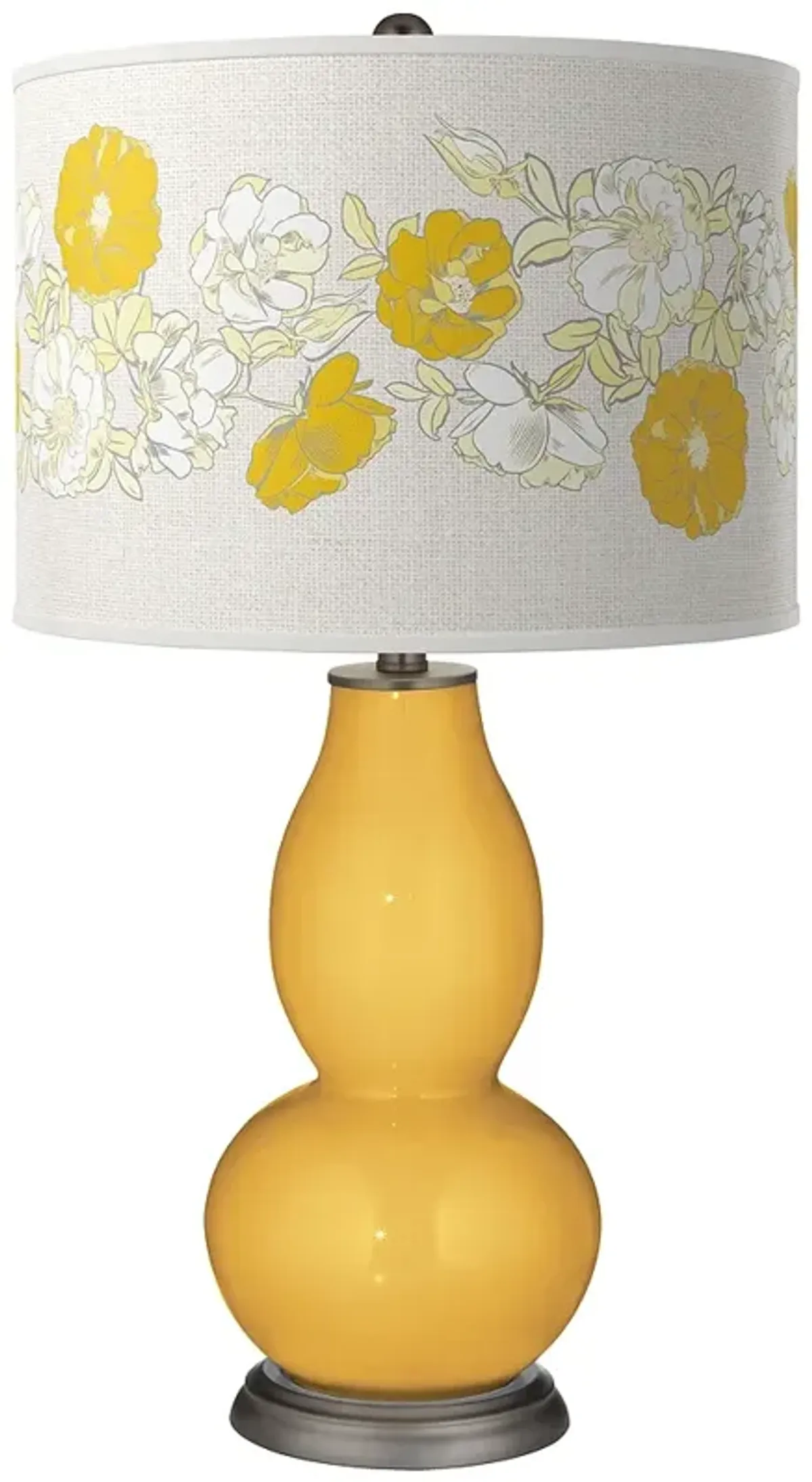 Color Plus Double Gourd 29 1/2" Rose Bouquet Goldenrod Yellow Lamp