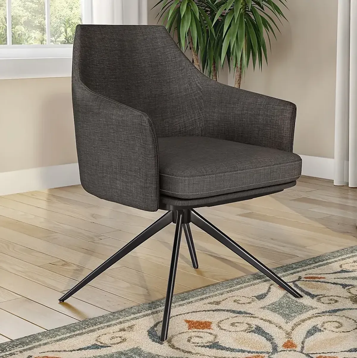 Signa Charcoal Fabric Swivel Armchair