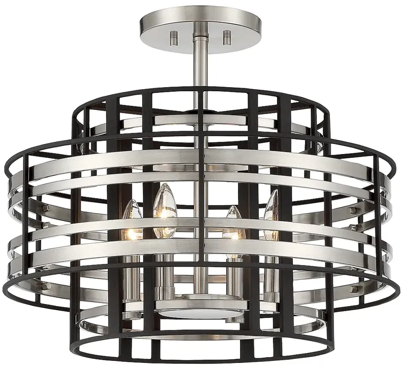 Presten 20"W Brushed Nickel Sand Coal 4-Light Ceiling Light