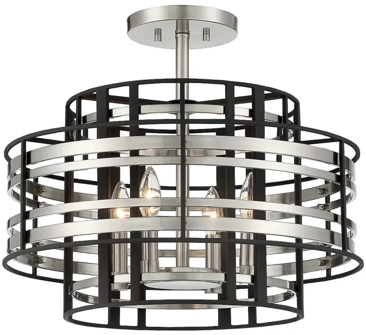 Presten 20"W Brushed Nickel Sand Coal 4-Light Ceiling Light