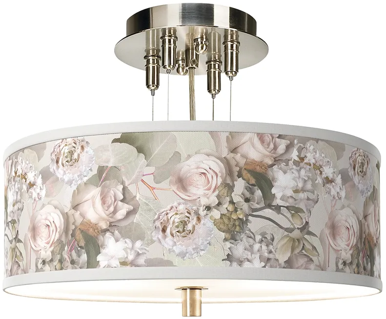 Rosy Blossoms Giclee 14" Wide Ceiling Light