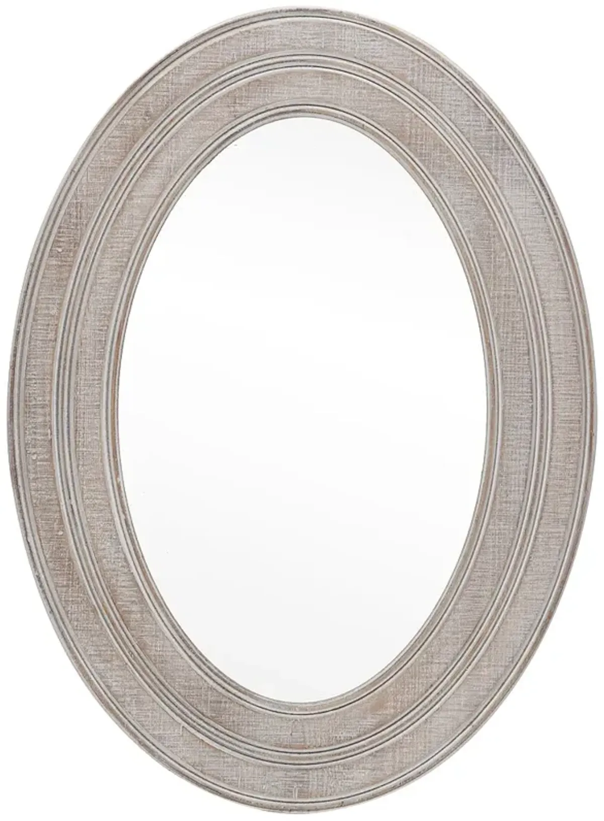 Owen Whitewashed Wooden Oval Wall Mirror