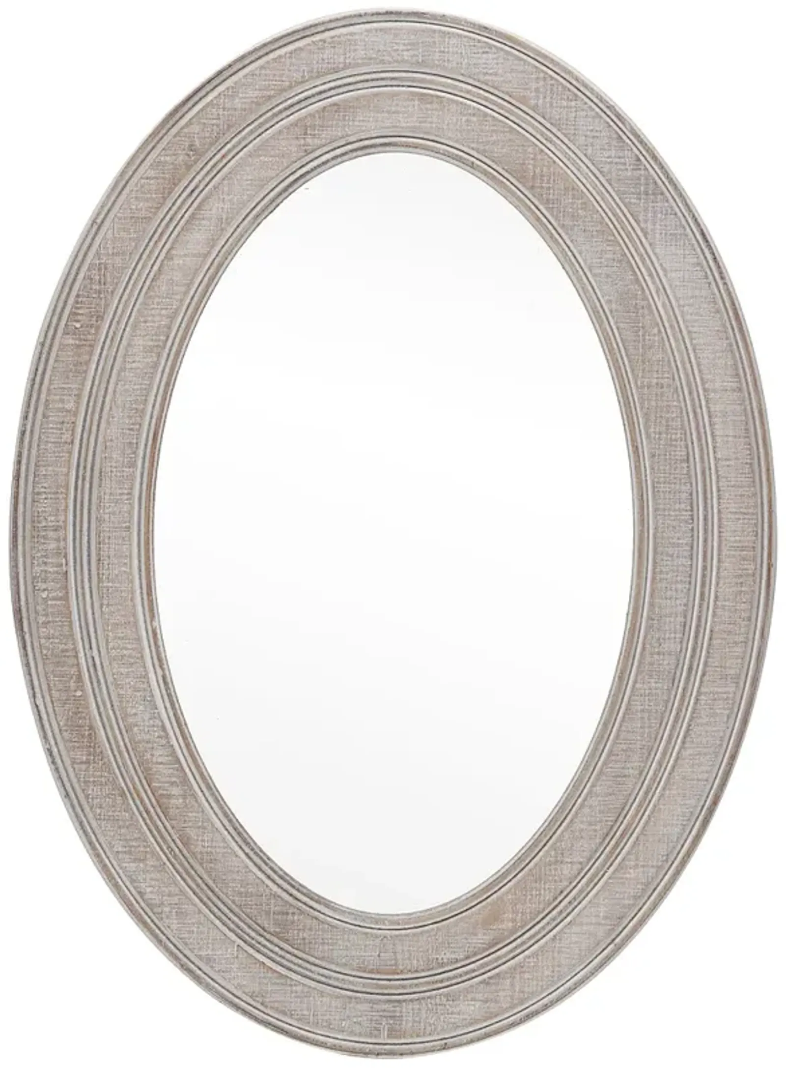 Owen Whitewashed Wooden Oval Wall Mirror