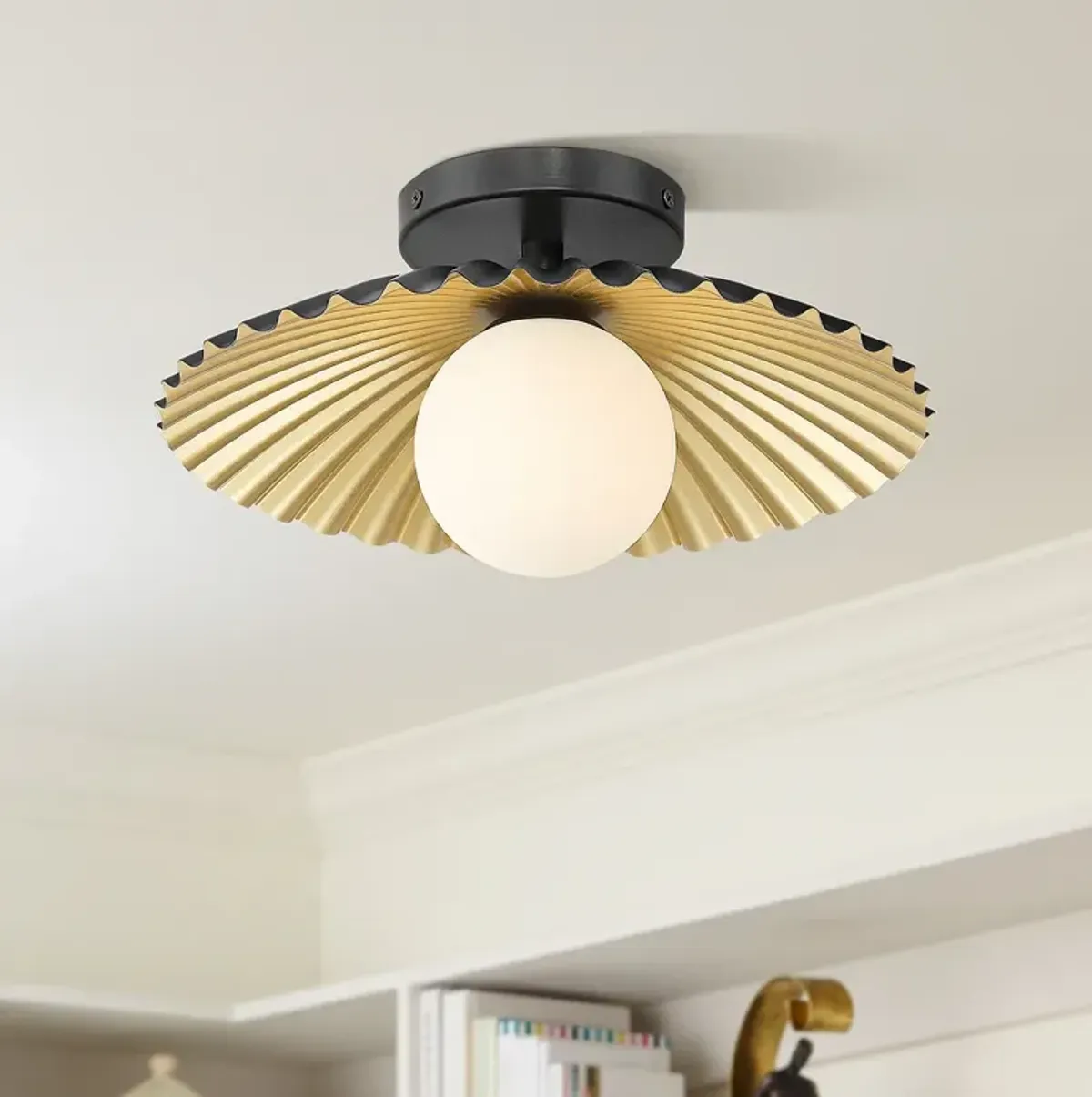 Rosa 11 1/2" Wide Matte Black and Gold LED Ceiling Light