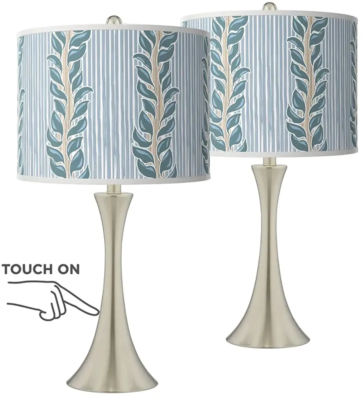 Giclee Glow Trish 24" Drifting Petals Nickel Touch Lamps Set of 2