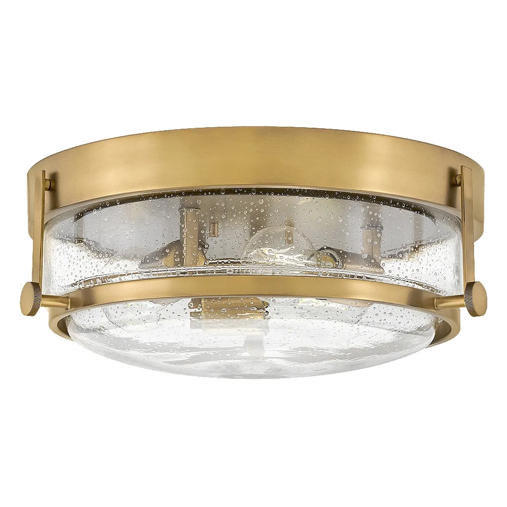 Foyer Harper-Small Flush Mount-Heritage Brass With Clear Seedy Glass