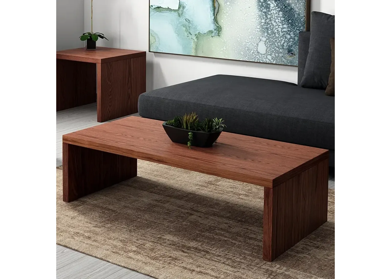 Abby 47 1/4"W Walnut Veneer Wood Rectangular Coffee Table