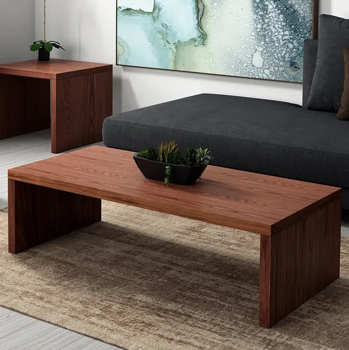 Abby 47 1/4"W Walnut Veneer Wood Rectangular Coffee Table