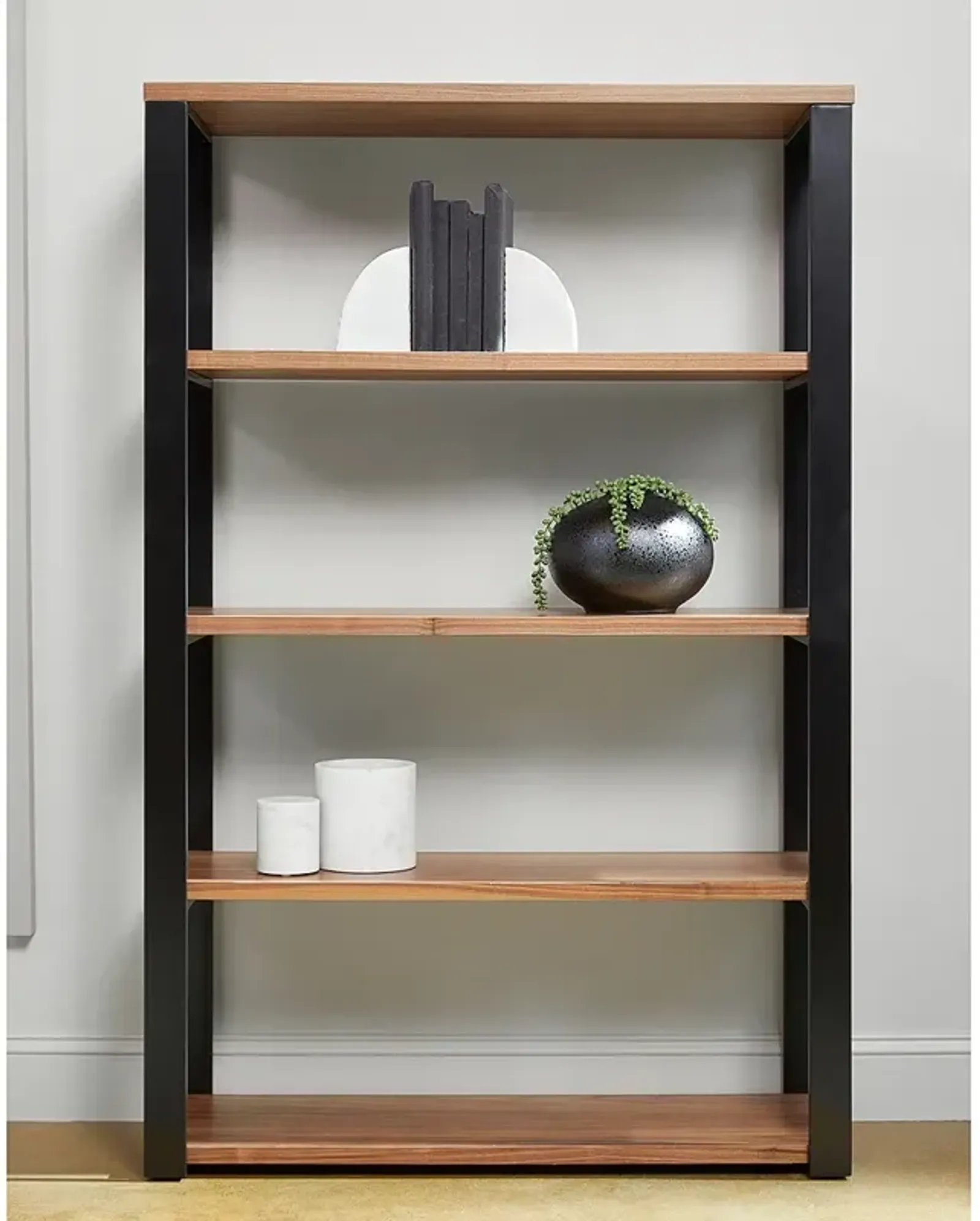 Dillon 39 1/2"W Black American Walnut 4-Shelf Shelving Unit