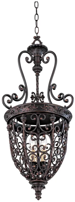 Franklin Iron French Scroll 15 1/4" Three Light Iron Foyer Chandelier