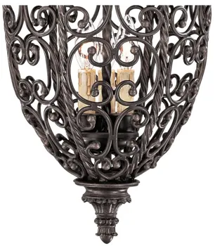 Franklin Iron French Scroll 15 1/4" Three Light Iron Foyer Chandelier