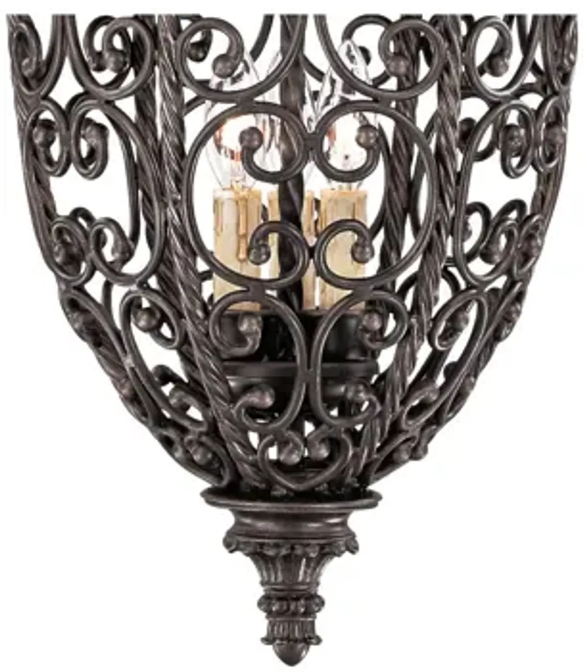 Franklin Iron French Scroll 15 1/4" Three Light Iron Foyer Chandelier