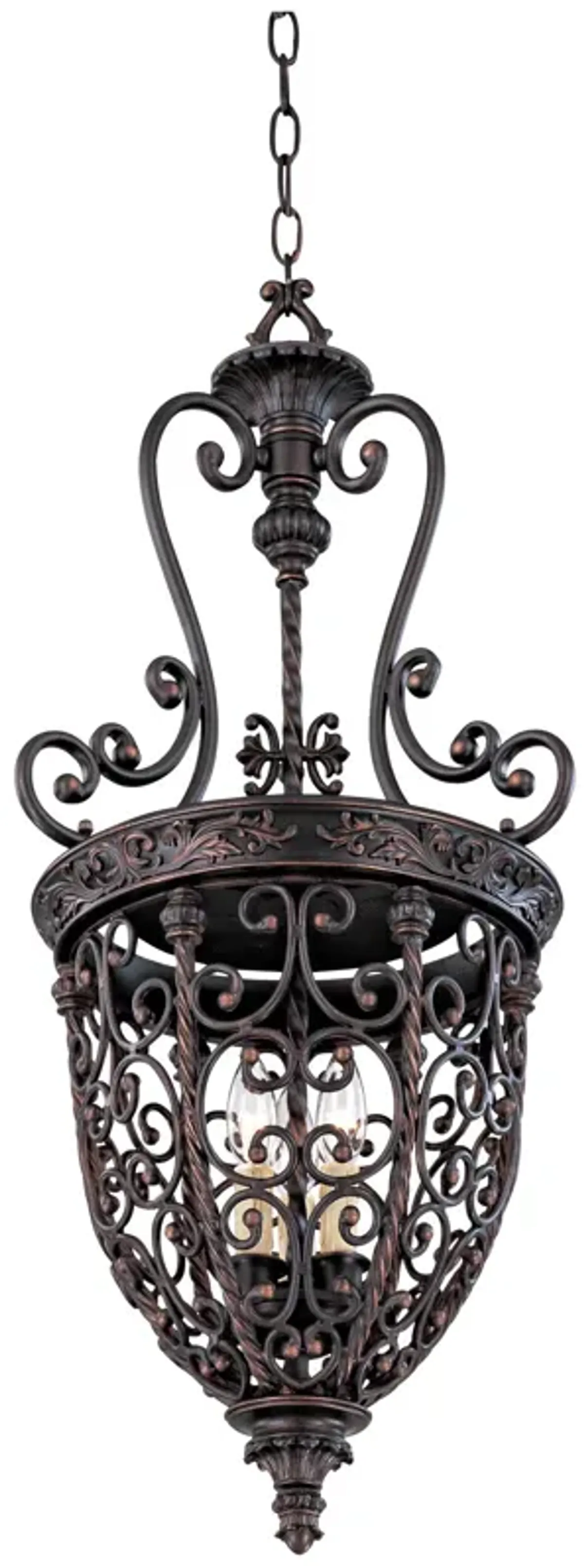 Franklin Iron French Scroll 15 1/4" Three Light Iron Foyer Chandelier