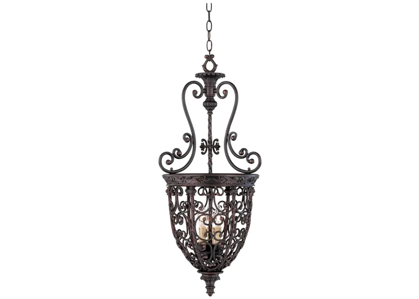 Franklin Iron French Scroll 15 1/4" Three Light Iron Foyer Chandelier