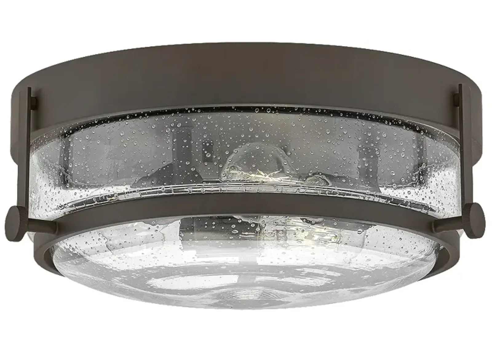 Harper 15.8" Wide Bronze and Seeded Glass Ceiling Light by Hinkley