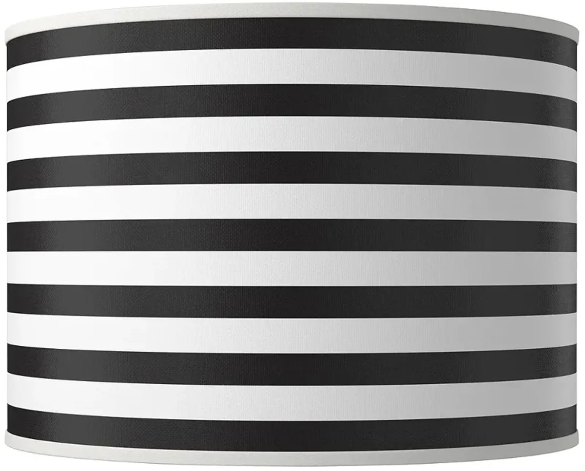 Black Horizontal Stripe Giclee Round Drum Lamp Shade 15.5x15.5x11 (Spider)