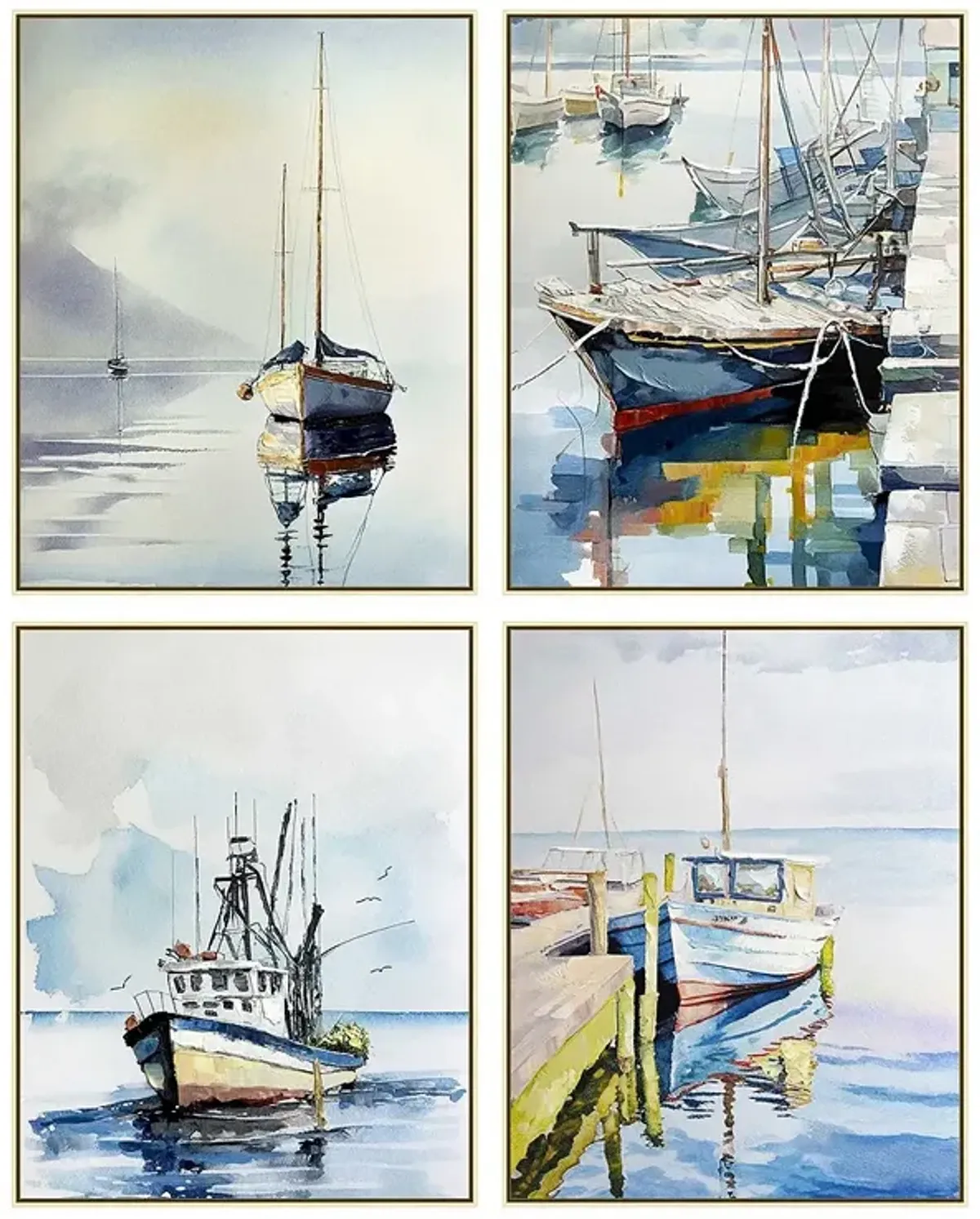 Nassau I Framed Canvas Painting Set of 4