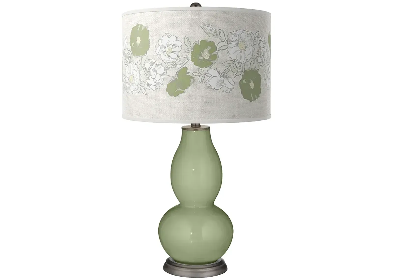 Majolica Green Rose Bouquet Double Gourd Table Lamp