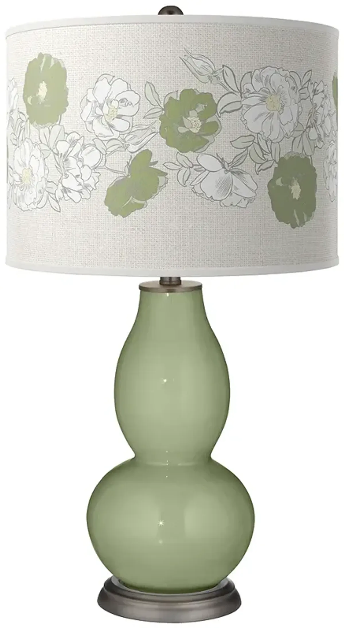 Majolica Green Rose Bouquet Double Gourd Table Lamp