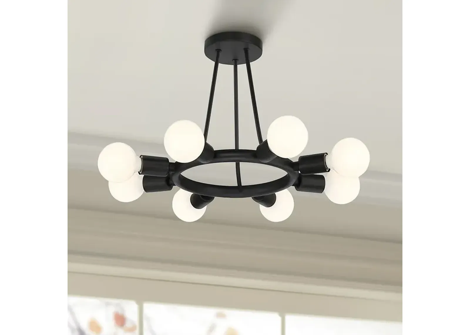 Crystorama Dakota 15" Wide Black Ceiling Light