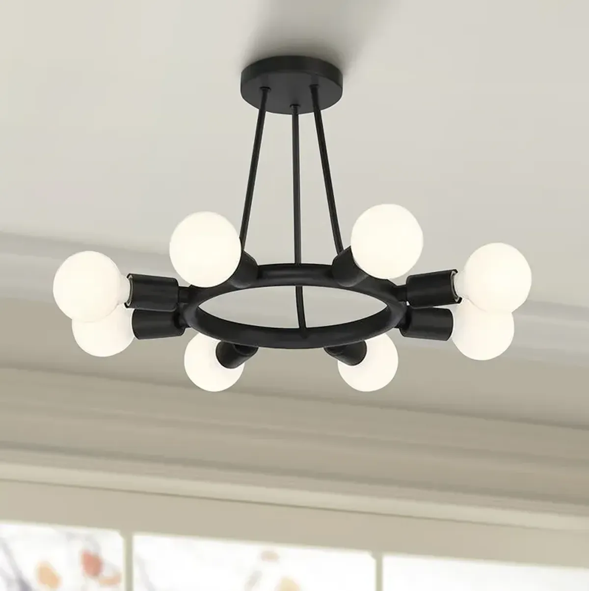 Crystorama Dakota 15" Wide Black Ceiling Light