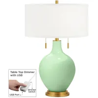 Flower Stem Toby Brass Accents Table Lamp with Dimmer