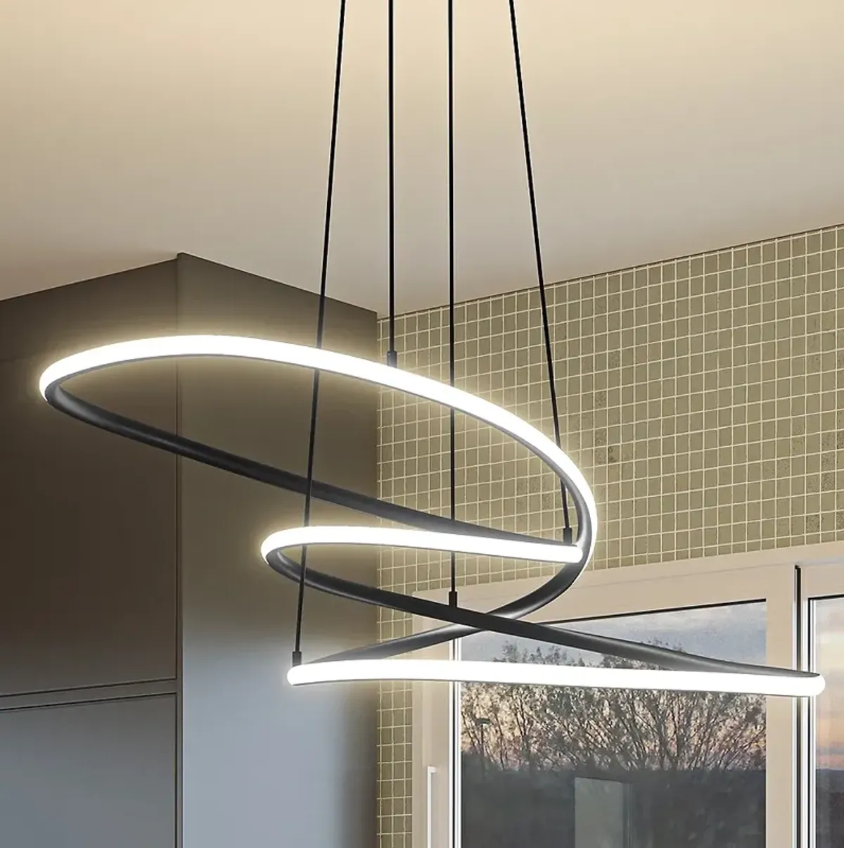 Ovard Integrated LED Matte Black Pendant