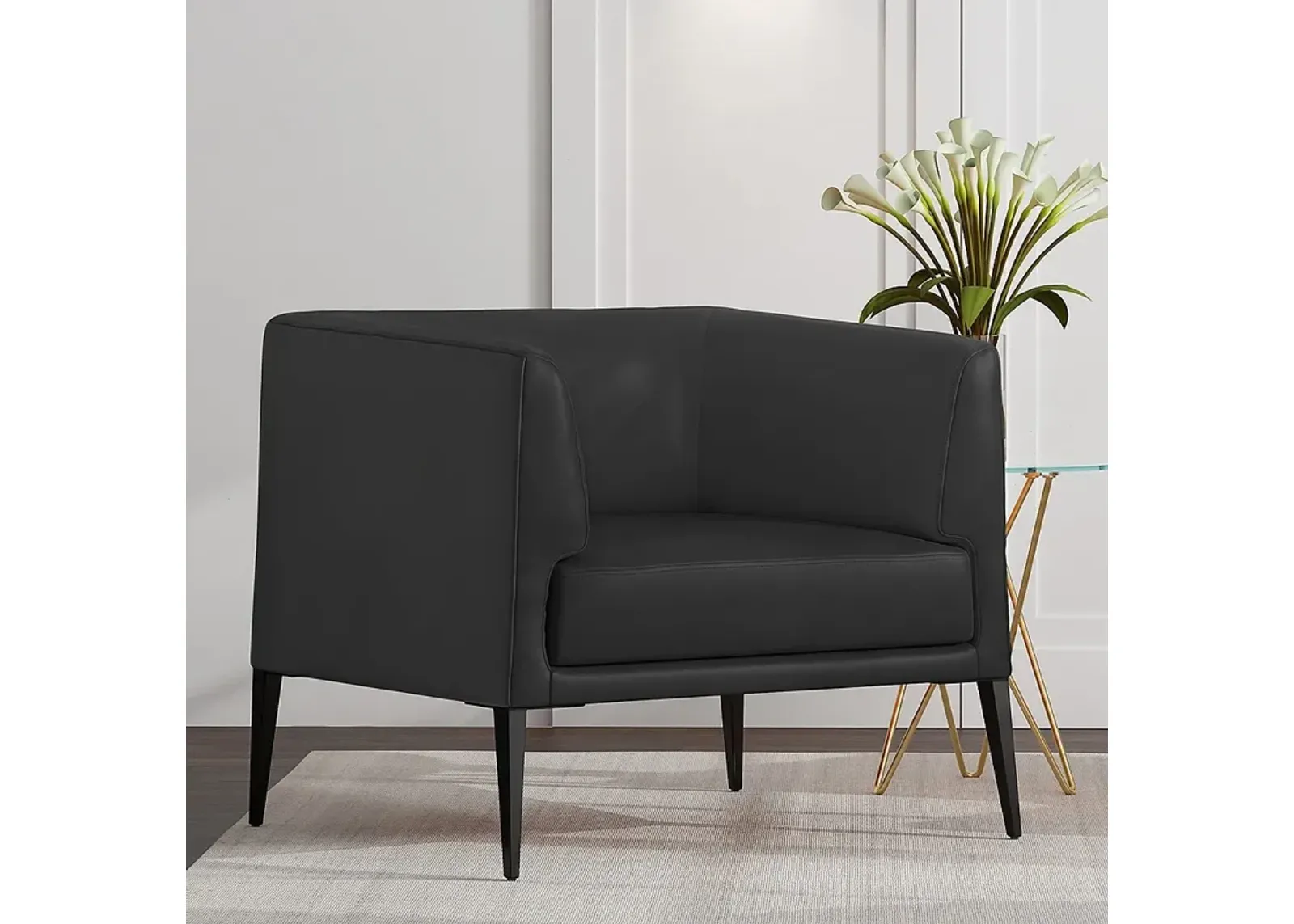 Matias Black Leatherette Lounge Chair