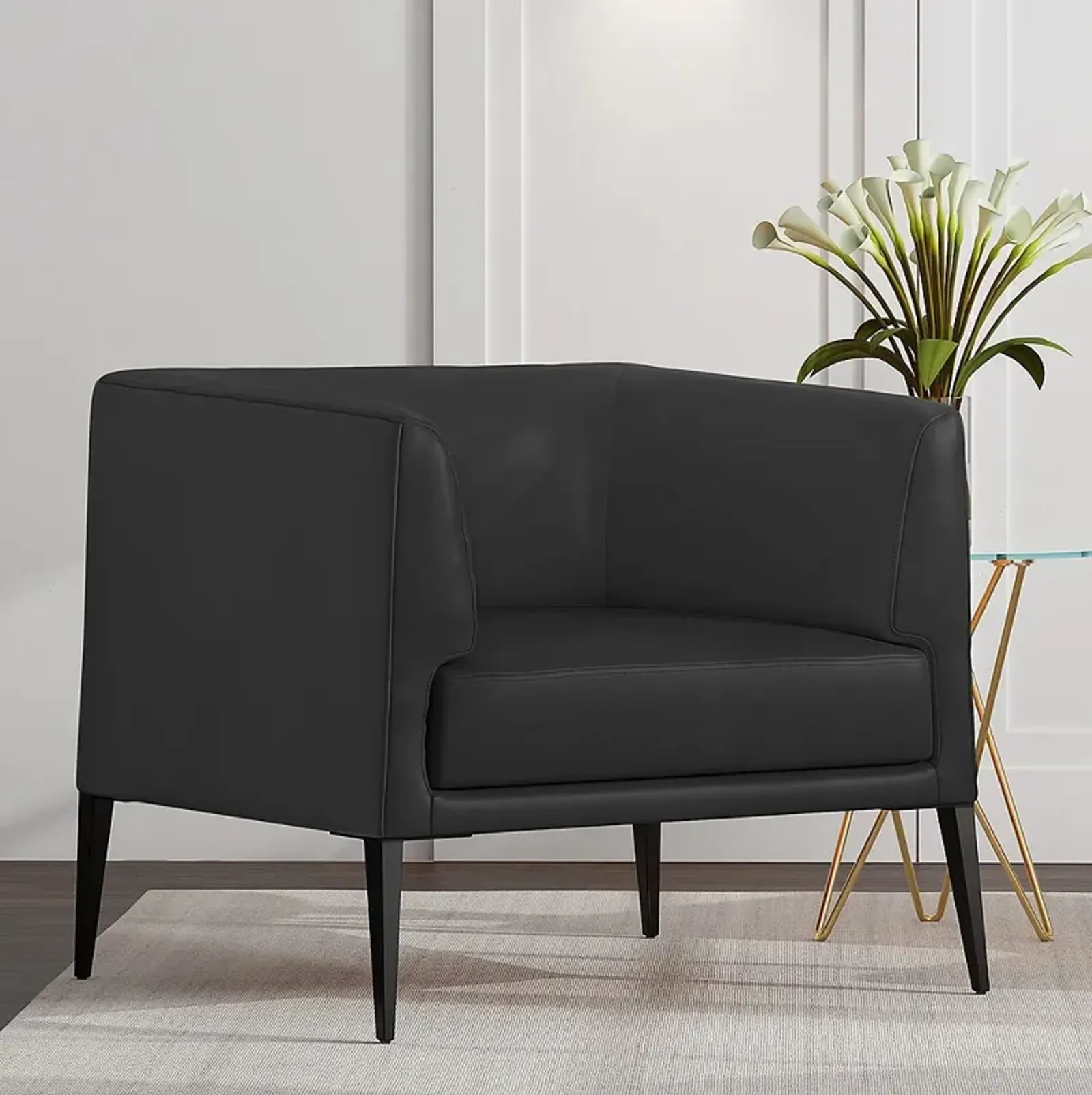 Matias Black Leatherette Lounge Chair