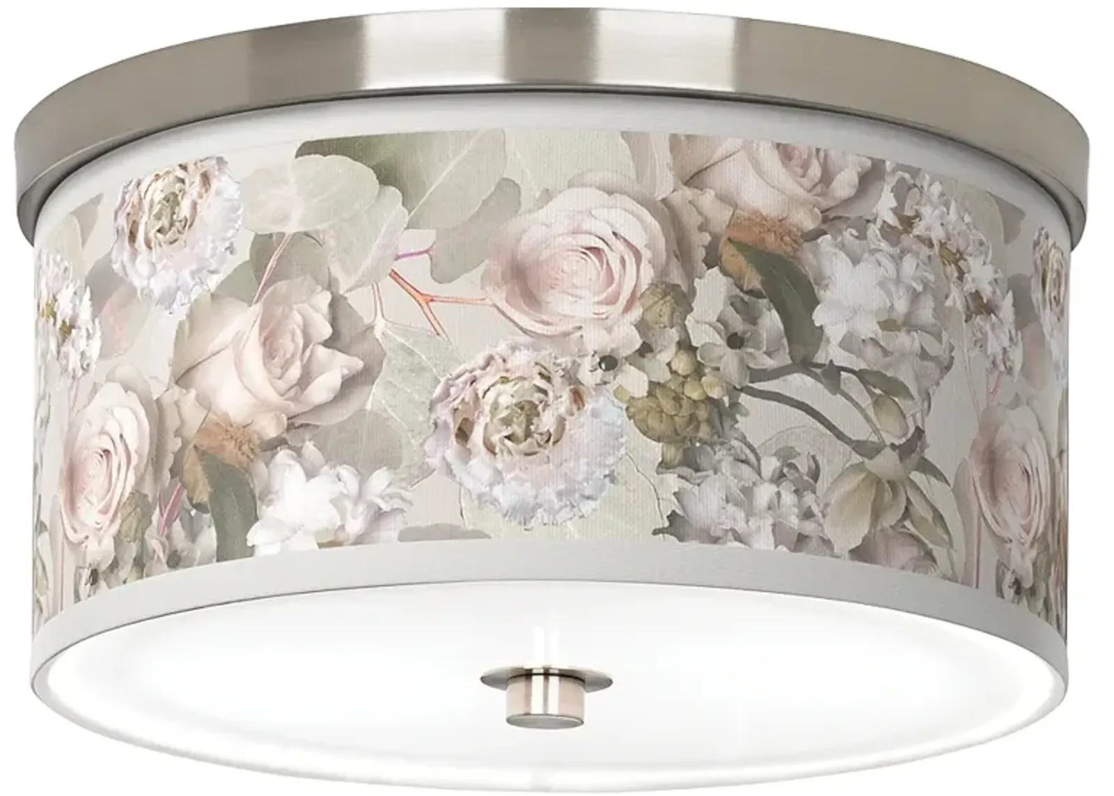 Rosy Blossoms Giclee Nickel 10 1/4" Wide Ceiling Light