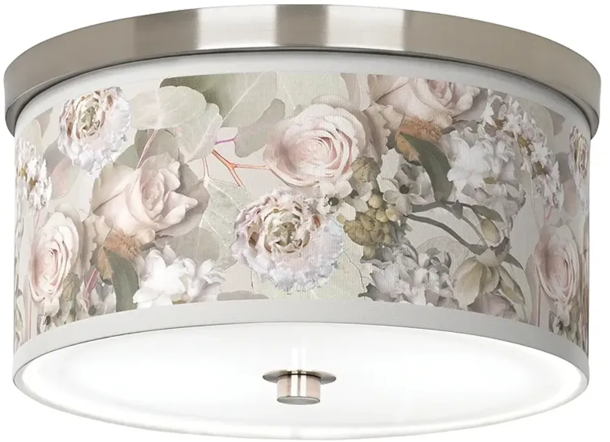 Rosy Blossoms Giclee Nickel 10 1/4" Wide Ceiling Light