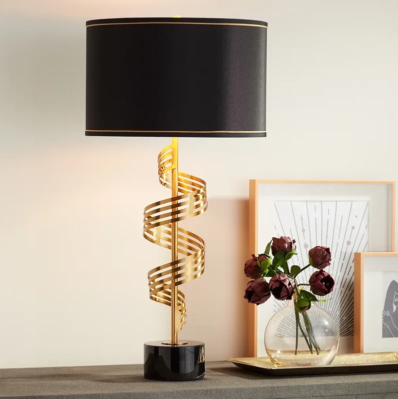 Possini Euro Lyrical 32 1/4" Gold Ribbon Twist Modern Table Lamp