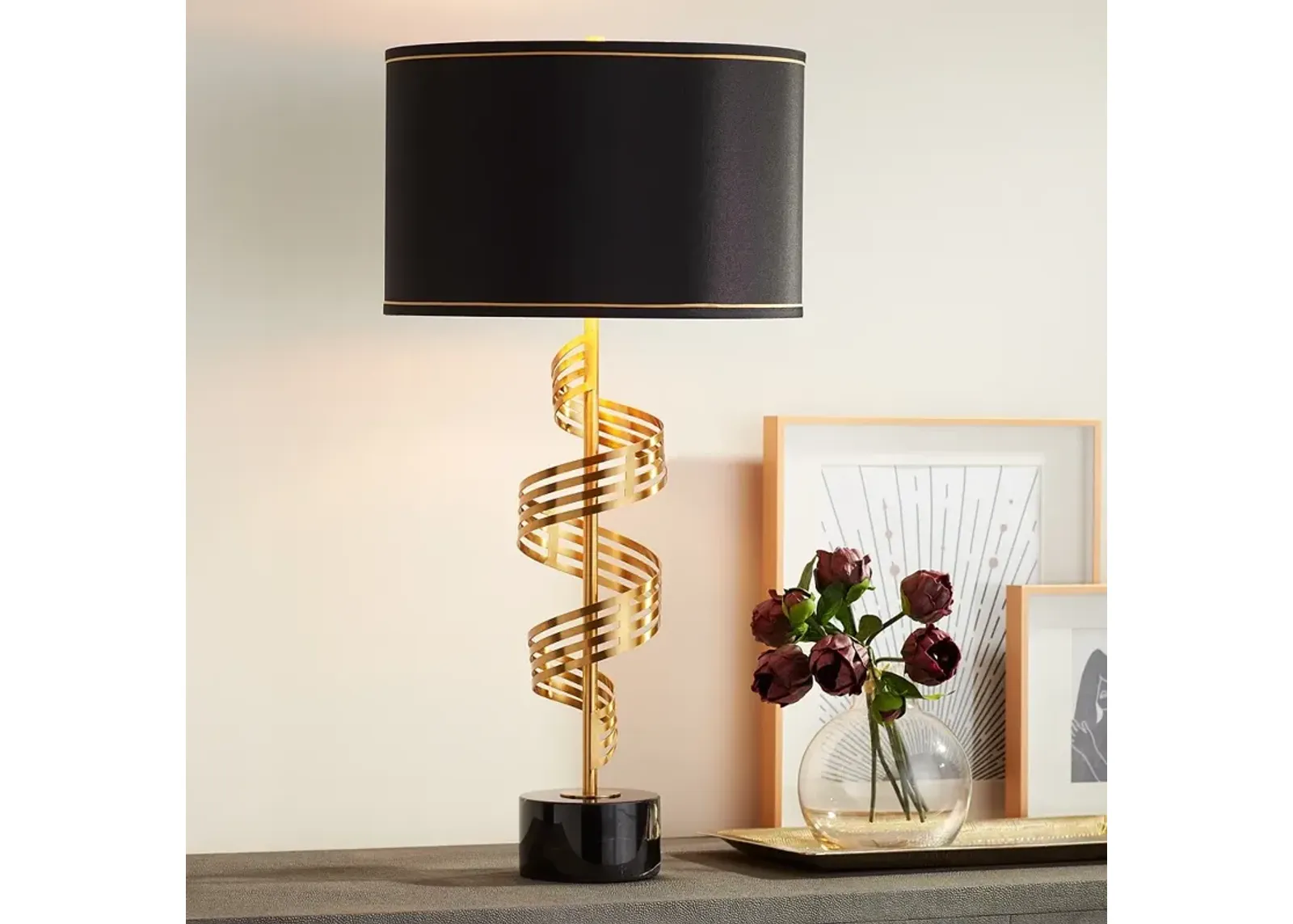 Possini Euro Lyrical 32 1/4" Gold Ribbon Twist Modern Table Lamp