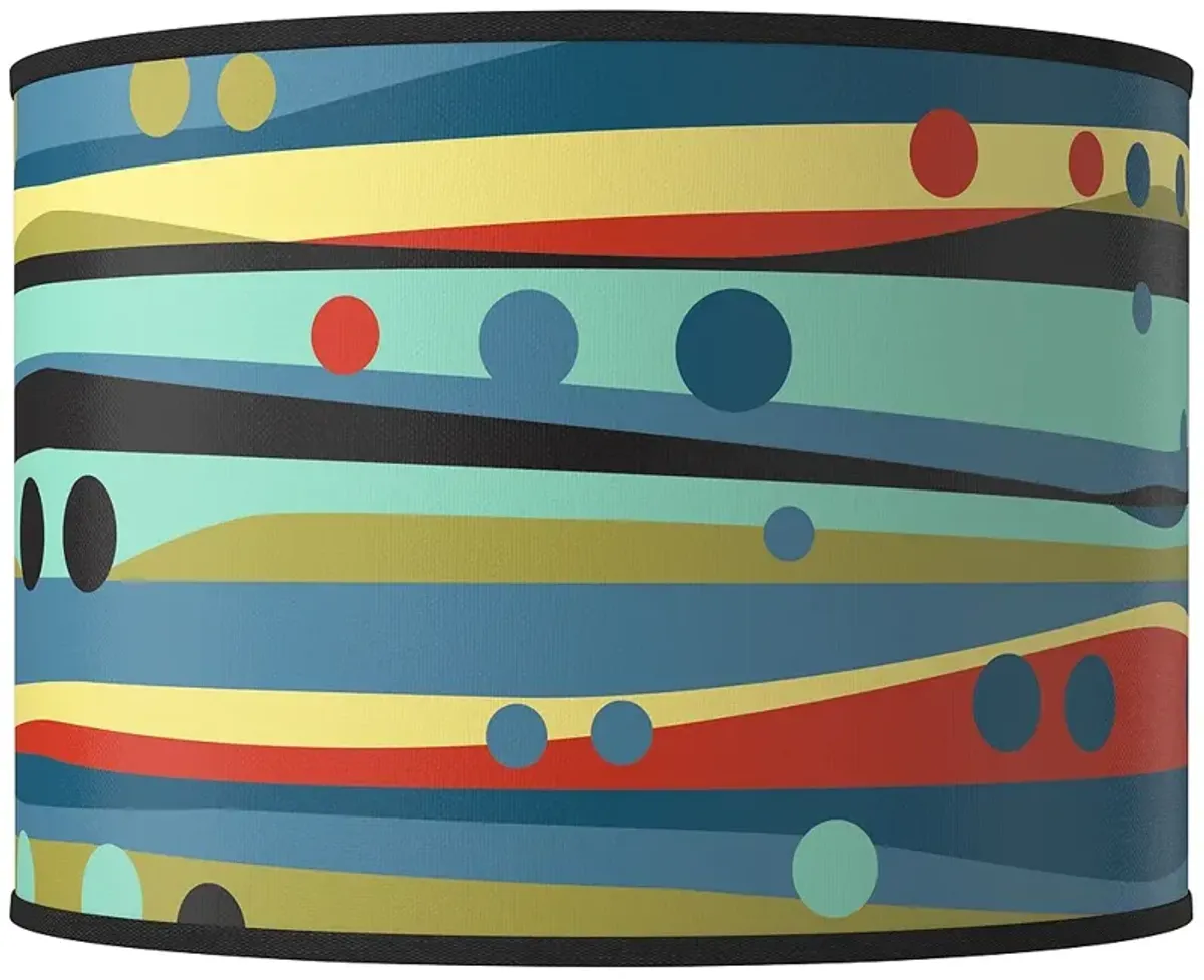 Retro Dots & Waves Giclee Round Drum Lamp Shade 15.5x15.5x11 (Spider)
