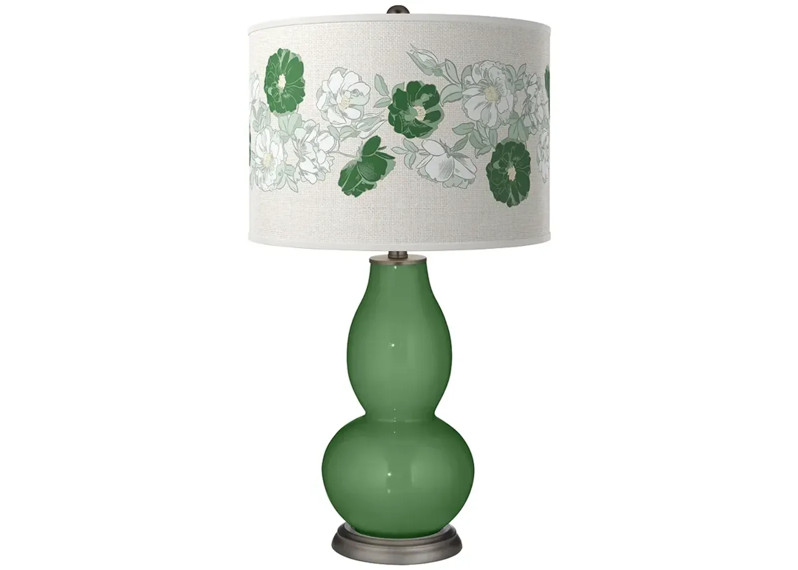 Color Plus Double Gourd 29 1/2" Rose Bouquet Garden Grove Green Lamp