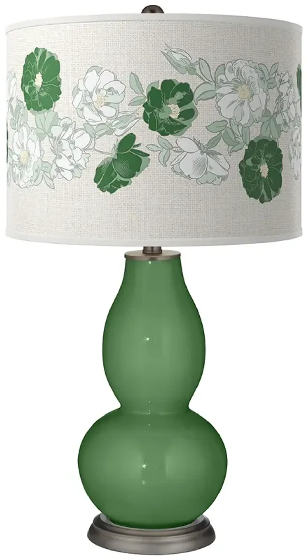 Color Plus Double Gourd 29 1/2" Rose Bouquet Garden Grove Green Lamp