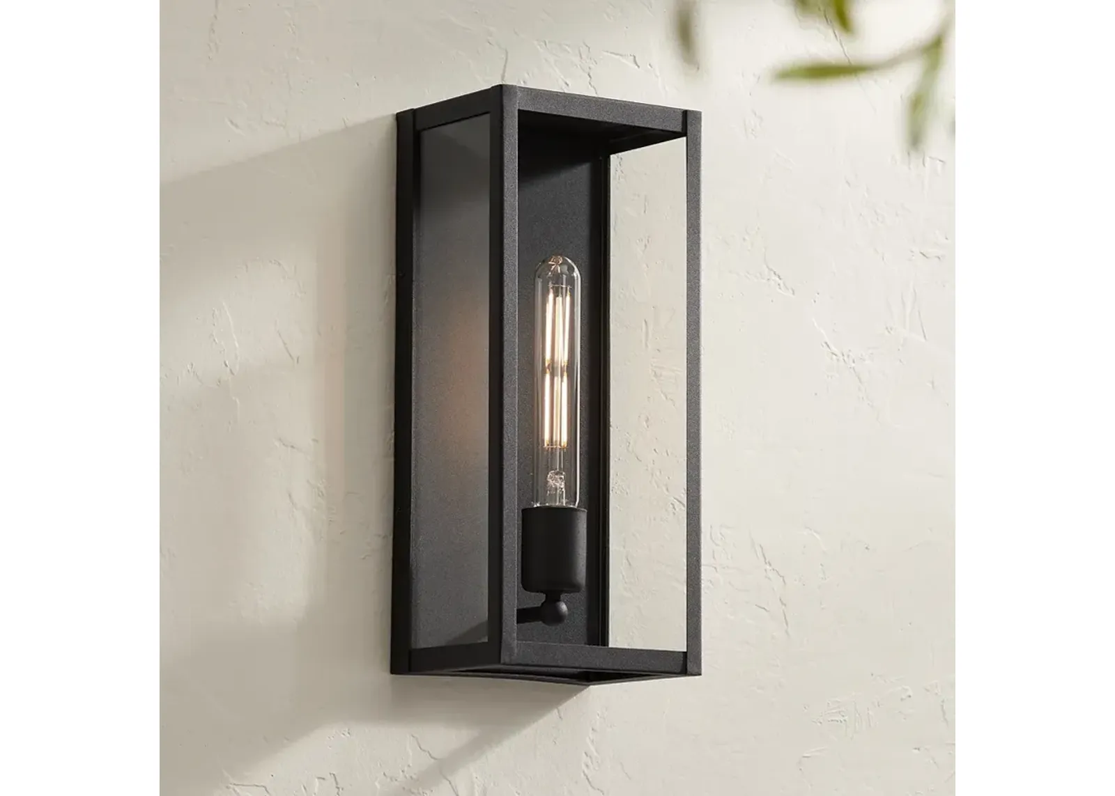 Cornell 14 1/4" High Sand Black Box Outdoor Wall Light