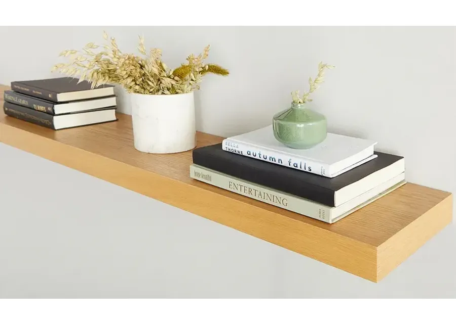 Barney 74 3/4" Wide Oak Veneer Wood Floating Wall Shelf