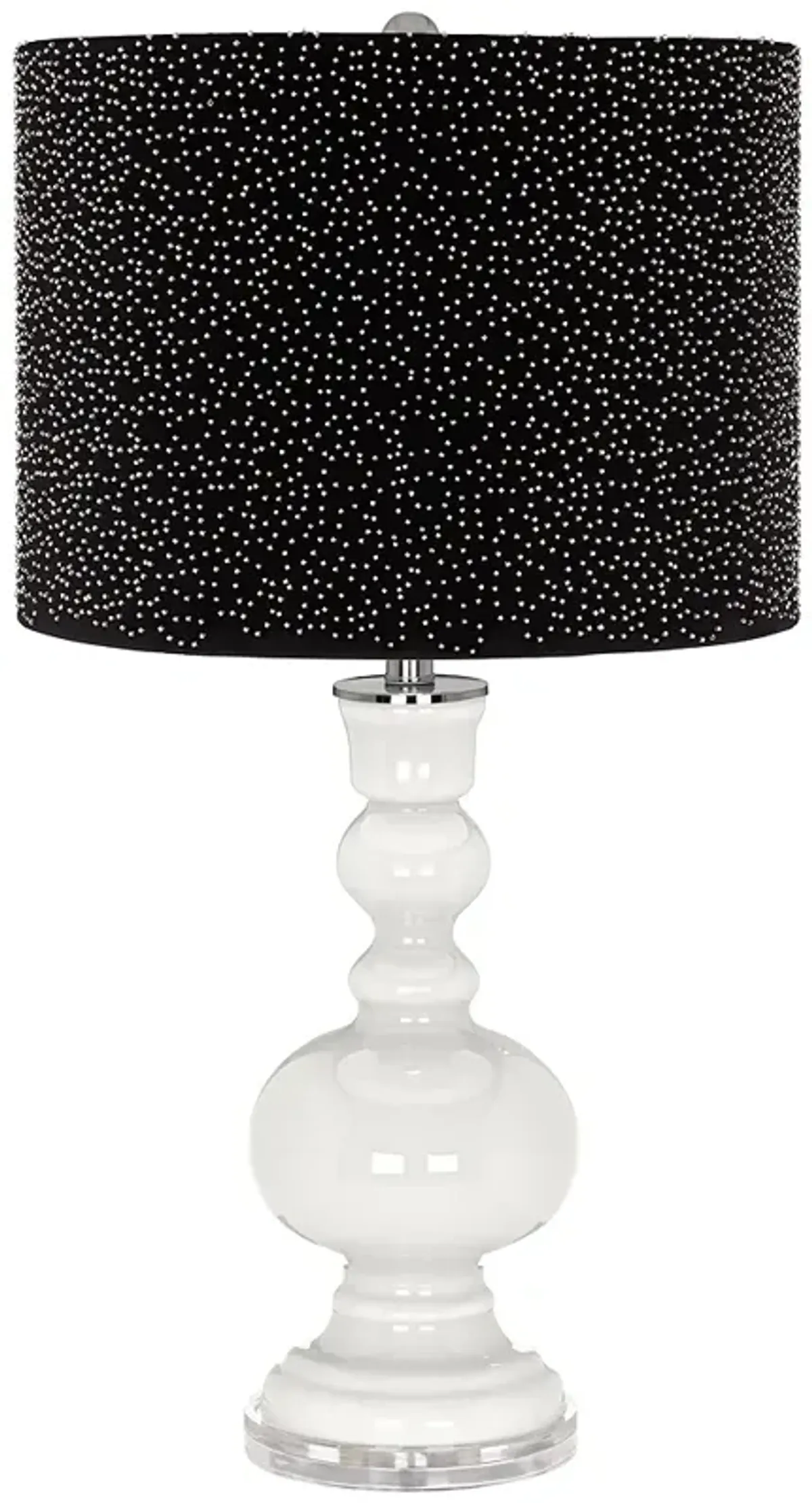 Winter White Apothecary Table Lamp w/ Black Scatter Gold Shade