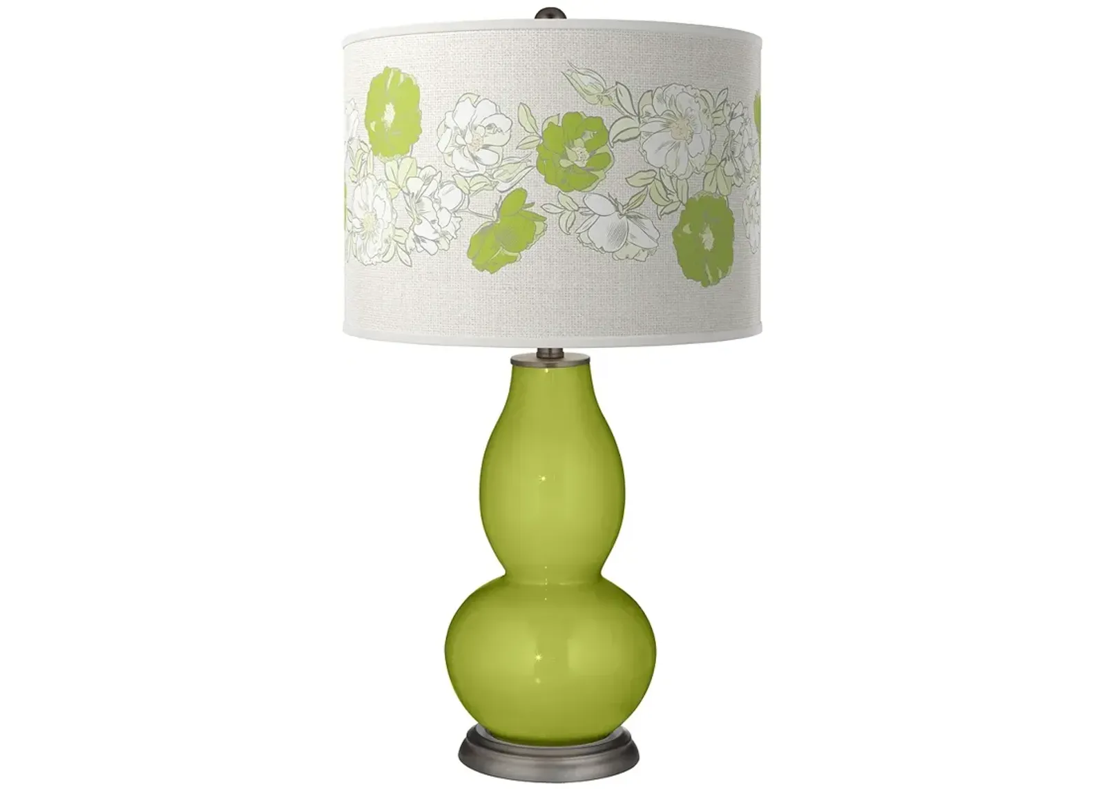 Color Plus Double Gourd 29 1/2" Rose Bouquet Parakeet Green Table Lamp